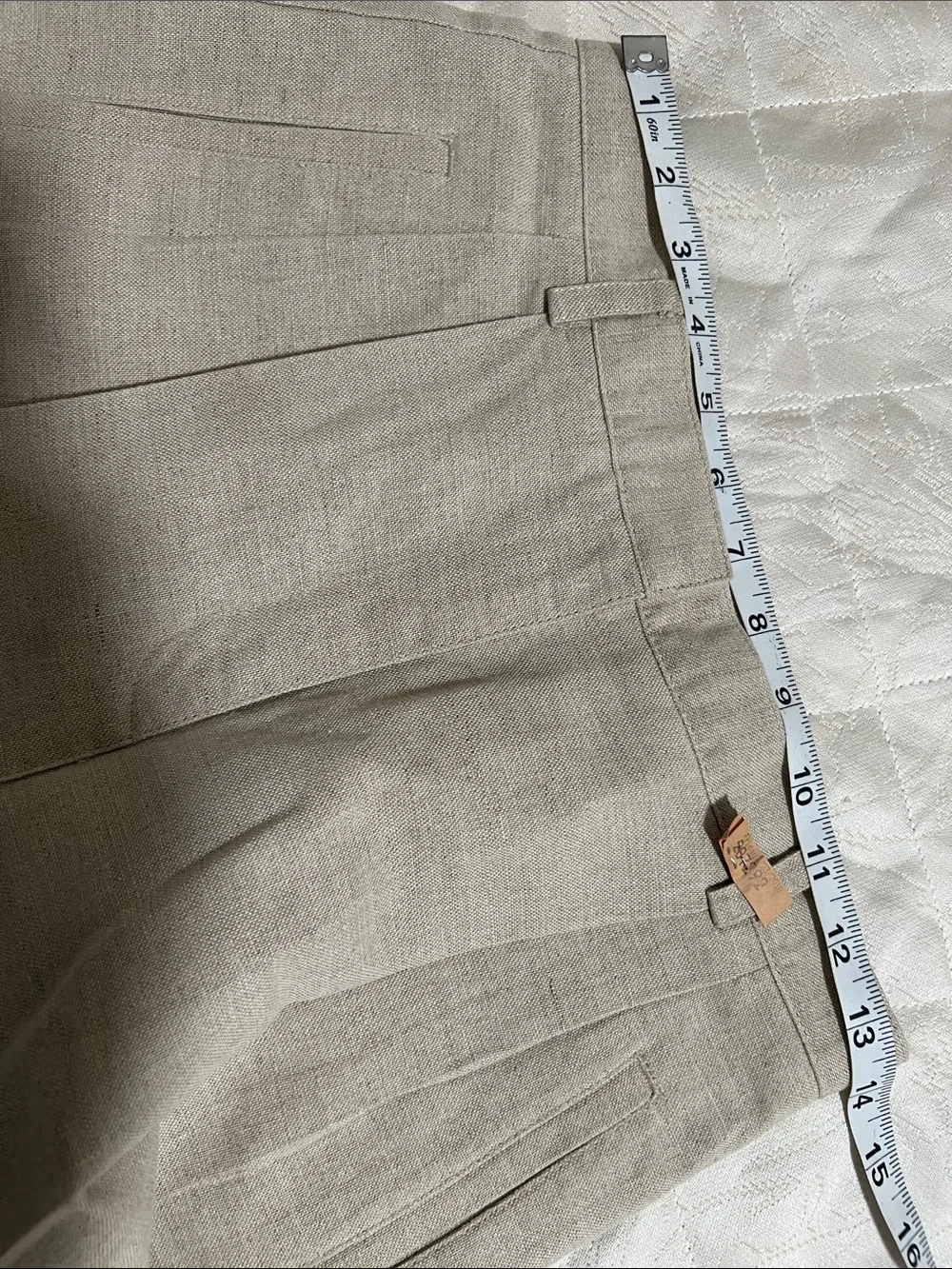Liz Claiborne Oat Beige Tailored High-Waist Linen Cotton Shorts Minimalist Sz 8